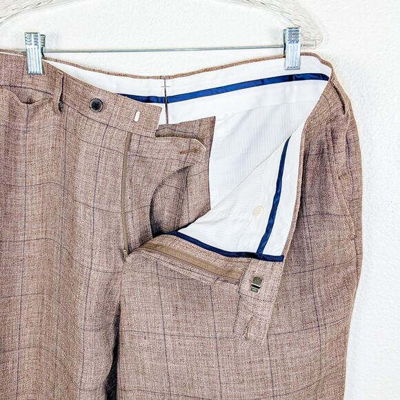 Suitsupply Linen Havana Double Breasted Suit Windowpane Light Brown 42L - Picture 11 of 14